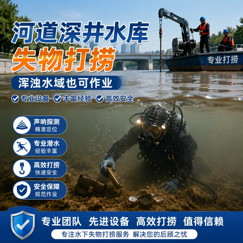 河道深井水库失物打捞，浑浊水域也可作业会宁
